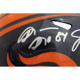 John Elway Shannon Sharpe Ed McCaffrey Rod Smith Signed Pro Helmet BAS 45444