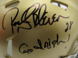 Rocky Bleier HOF Signed/Inscr Gold Mini Helmet Notre Dame Becket Witness 191558