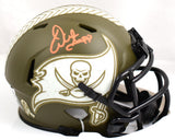 Warren Sapp Signed Buccaneers Salute to Service Speed Mini Helmet-Beckett W Holo