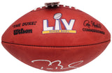 Tom Brady Autographed NFL Leather SB Logo Football SB LV MVP Fanatics AA0104060