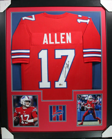 JOSH ALLEN (Bills red TOWER) Signed Autographed Framed Jersey Beckett