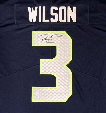 SEAHAWKS RUSSELL WILSON AUTOGRAPHED BLUE NIKE TWILL JERSEY XXL RW HOLO 159117