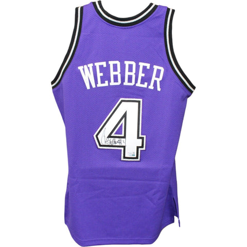 Chris Webber Signed M&N Sacramento Kings Purple Jersey FAN 44659