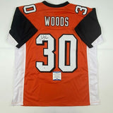 Autographed/Signed Ickey Woods Cincinnati Orange Football Jersey Beckett BAS COA