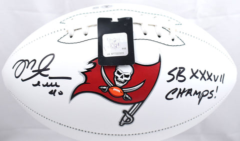 Mike Alstott Autographed Buccaneers Logo Football w/ SB Champs - Beckett W Holo