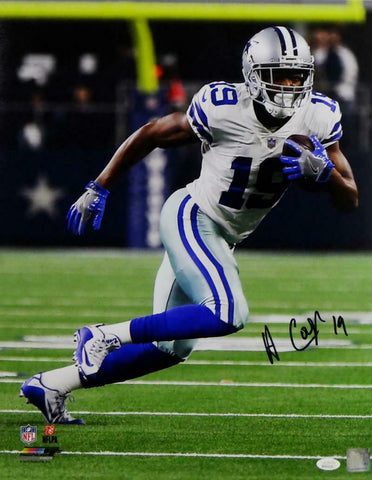 Amari Cooper Signed Cowboys 16x20 Running w/ Ball Right PF Photo- JSA W Auth *Bl