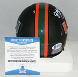 JIM KELLY AUTOGRAPHED SIGNED MIAMI HURRICANES BLACK SPEED MINI HELMET BECKETT