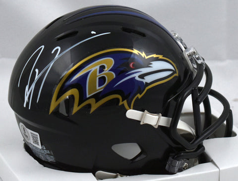 Ray Lewis Autographed Baltimore Ravens Speed Mini Helmet - Beckett W Holo *White