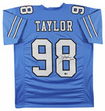 North Carolina Lawrence Taylor "UNC" Signed Light Blue Pro Style Jersey BAS Wit