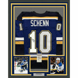 FRAMED Autographed/Signed BRAYDEN SCHENN 33x42 St. Louis Blue Jersey JSA COA