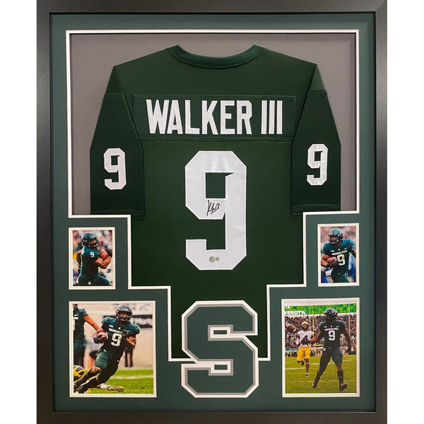 Kenneth Walker Autographed Signed Framed Michigan State Jersey BECKETT