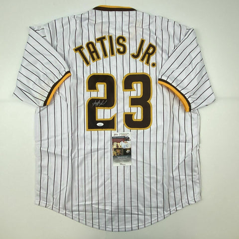 Autographed/Signed FERNANDO TATIS JR San Diego Pinstripe Baseball Jersey JSA COA