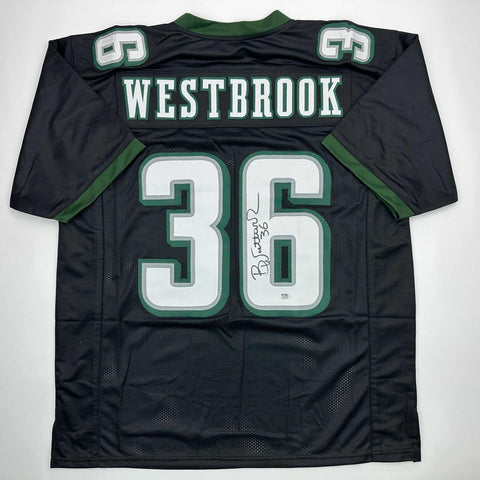 Autographed/Signed Brian Westbrook Philadelphia Black Jersey PSA/DNA COA