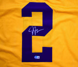 Justin Jefferson Autographed Gold College Style Jersey-Beckett W Hologram