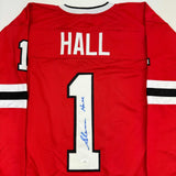 Autographed/Signed Glenn Hall Chicago Red Hockey Jersey JSA COA