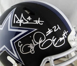 Prescott, Cooper, Elliott Signed Cowboys Flat Black Authentic Helmet -Beckett W