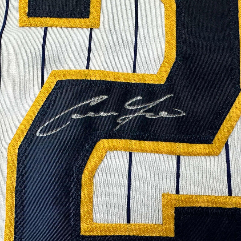 Autographed/Signed Christian Yelich Milwaukee Pinstripe Baseball Jerse ...