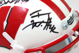 Derek/ TJ/ JJ Watt Signed Wisconsin Badgers White Schutt Mini Helmet- JSA W *Blk