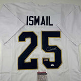 Autographed/Signed Raghib Ismail Rocket Notre Dame White College Jersey JSA COA