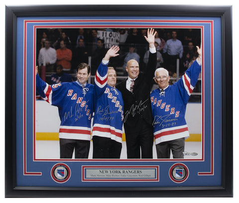 Messier Richter Giacomin Gilbert Rangers Signed Framed 16x20 Photo Fanatics