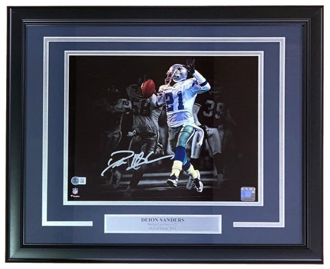 Deion Sanders Signed Framed 11x14 Dallas Cowboys Photo BAS