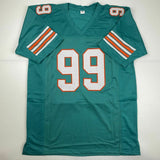 Autographed/Signed JASON TAYLOR Miami Teal Football Jersey JSA COA Auto