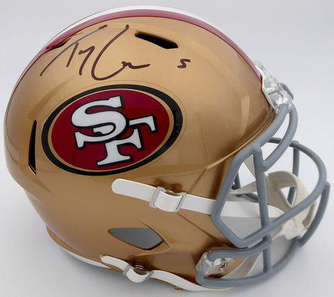 TREY LANCE AUTOGRAPHED 49ERS GOLD FULL SIZE SPEED HELMET BECKETT QR 194741