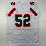 Autographed/Signed Ray Lewis Miami White College Football Jersey Beckett BAS COA