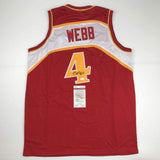 Autographed/Signed SPUD WEBB Atlanta Red Basketball Jersey JSA COA Auto