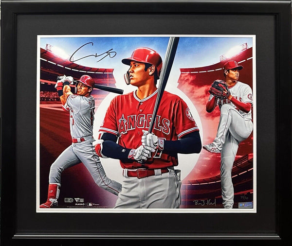 Shohei Ohtani Signed 16x20 Framed Konnick Photo Print Angels Auto /50 Fanatics