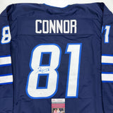 Autographed/Signed Kyle Connor Winnipeg Blue Hockey Jersey JSA COA