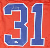 Grant Fuhr Signed Edmonton Oiler Jersey (JSA COA) 5xStanley Cup Champ Goaltender