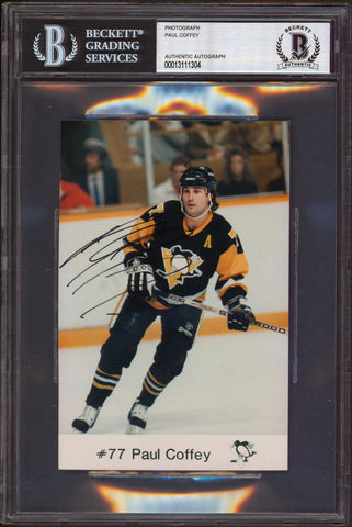 Penguins Paul Coffey Authentic Signed 4x6 Photo Autographed BAS Slabbed