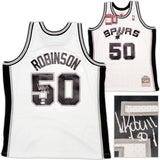 SPURS DAVID ROBINSON AUTOGRAPHED WHITE M&N SWINGMAN JERSEY XL BECKETT 212089