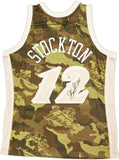 JAZZ JOHN STOCKTON AUTOGRAPHED GREEN M&N 1998-99 GHOST JERSEY L BECKETT 224348