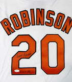 Frank Robinson Autographed Orioles White Majestic Jersey w/ HOF - JSA W Auth