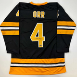 Facsimile Autographed Bobby Orr Boston Black Reprint Auto Jersey Size Men's XL