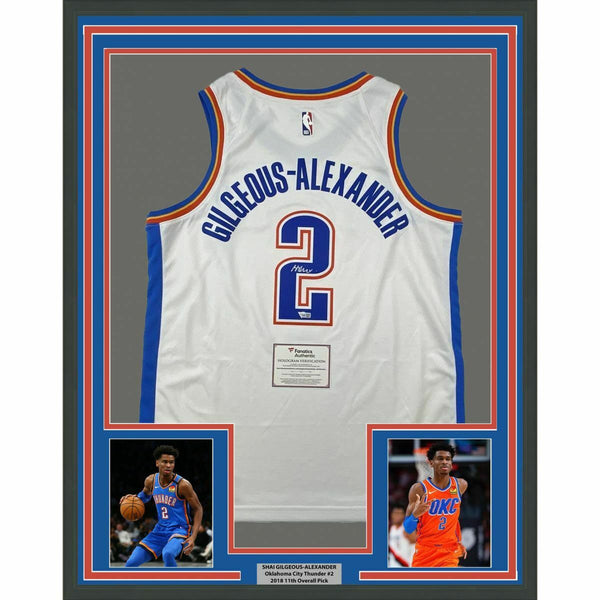 FRAMED Autographed SHAI GILGEOUS-ALEXANDER 33x42 Thunder Jersey Fanatics COA