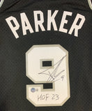 Tony Parker Autographed San Antonio Basketball Swingman Jersey HOF 23 Beckett