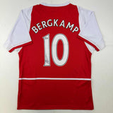 Autographed/Signed Dennis Bergkamp Arsenal Red Soccer Jersey Beckett BAS COA