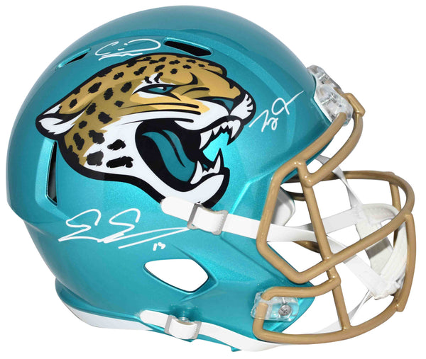 CALVIN RIDLEY ZAY JONES EVAN ENGRAM SIGNED JACKSONVILLE JAGUARS F/S FLASH HELMET