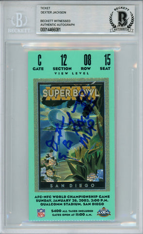 Dexter Jackson Signed Super Bowl XXXVII Ticket Stub MVP Beckett Slab 38630