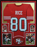 FRAMED IN SUEDE SAN FRANCISCO 49ERS JERRY RICE AUTOGRAPHED JERSEY TRISTAR HOLO