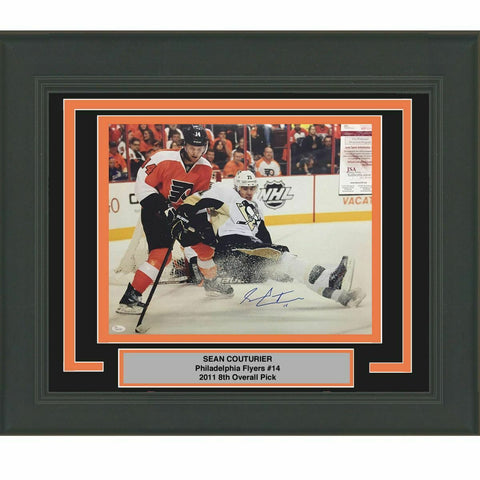 FRAMED Autographed/Signed SEAN COUTURIER Flyers Vs Malkin 16x20 Photo JSA COA