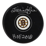 Willie O'Ree Signed Boston Bruins NHL Logo Puck Inscribed "HOF 2018 (Fanatics)