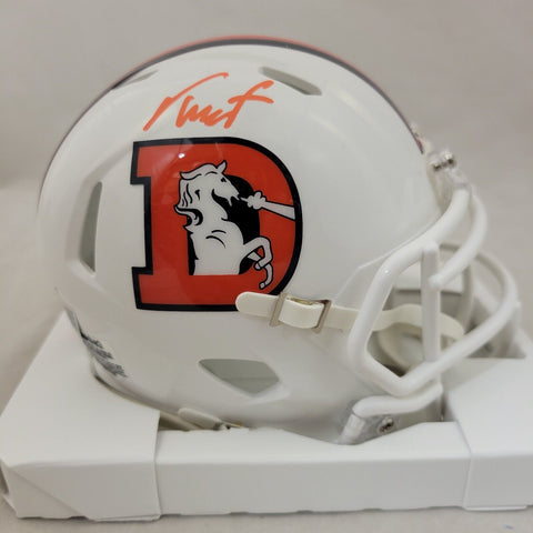 TROY FRANKLIN SIGNED DENVER BRONCOS SNOWCAP ALTERNATE SPEED MINI HELMET BECKETT