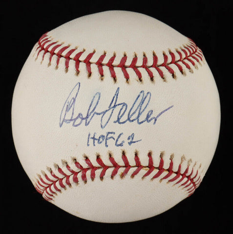 Bob Feller Signed OML Baseball Inscribed "HOF 62" (MLB Holo) Cleveland Indians