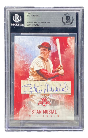 Stan Musial Signed Cardinals 2017 Panini Diamond Kings #33 Slabbed Card BAS