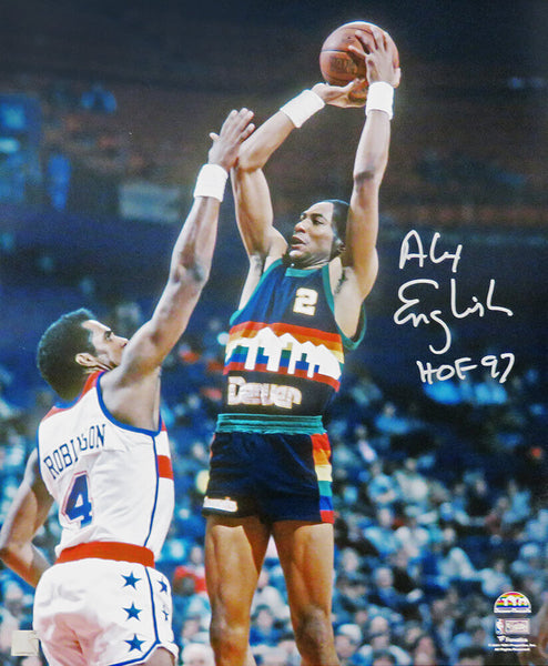 Alex English Signed Denver Nuggets Action 16x20 Photo w/HOF'97 - (SCHWARTZ COA)