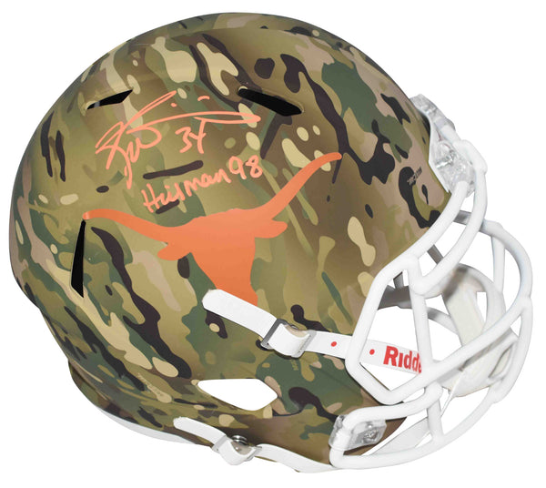 RICKY WILLIAMS SIGNED TEXAS LONGHORNS CAMO FULL SIZE SPEED HELMET W/ HEISMAN 98